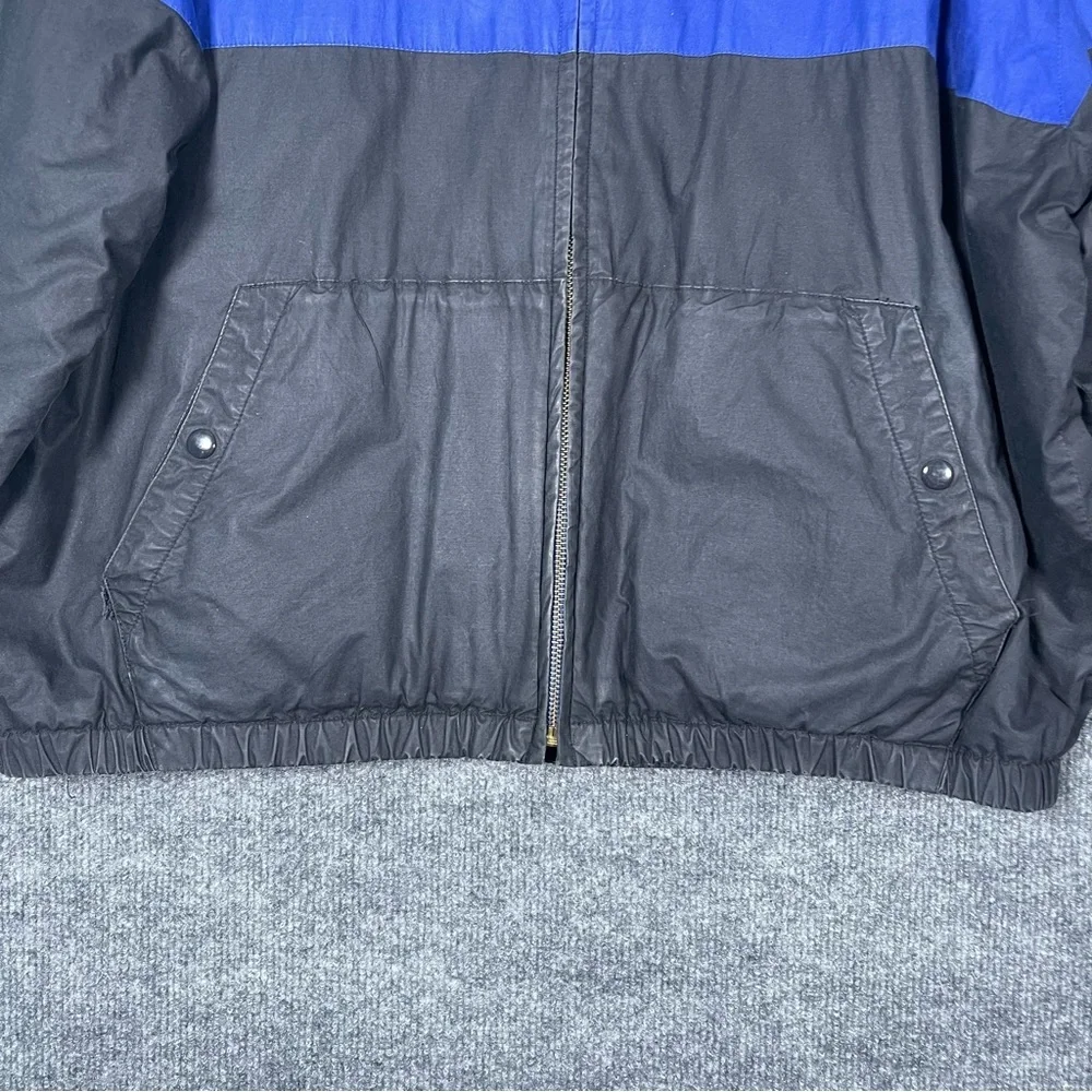 Vintage‎ Polo Mens Large Black Blue Color Block Wool Collar Fleece Lined Jacket
